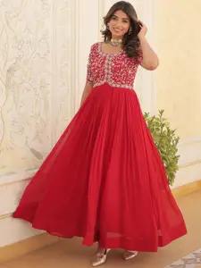 Fashion Basket Women Emboridered Work Georgette Anarkali Gown Ethnic Dress