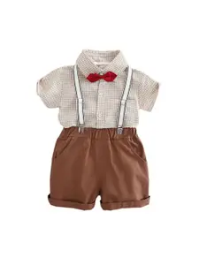 StyleCast x Revolte Boys Checked Shirt Collar Pure Cotton Shirt with Shorts