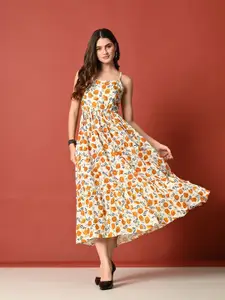 ao services Women Floral printed Fit and Flare Dress