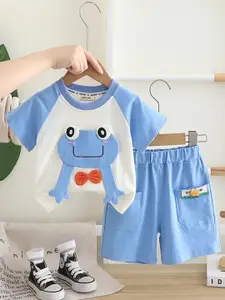 INCLUD Boys Frog Patchwork Raglan Sleeves T-Shirt & Shorts