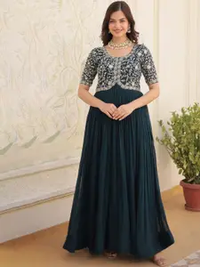 Fashion Basket Women Emboridered Work Georgette Anarkali Gown Ethnic Dress