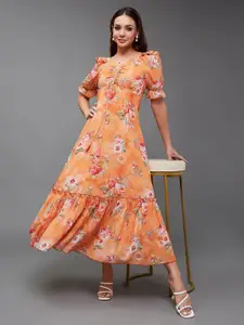 Miss Chase Women Floral Printed Georgette Fit & Flare Midi Dress