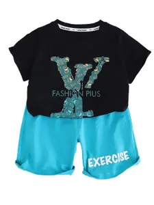 StyleCast x Revolte Infants Printed Pure Cotton T-shirt With Shorts