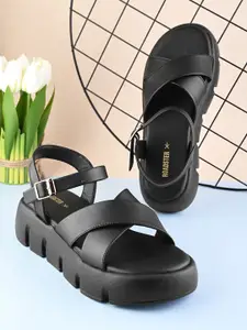 The Roadster Lifestyle Co Women Back Strap Open Toe Flatform Heels