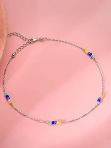 GIVA 925 Silver-Plated Artificial Beaded Dawn Glow Anklet
