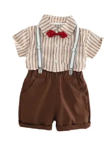 StyleCast x Revolte Boys Striped Pure Cotton Shirt With Shorts