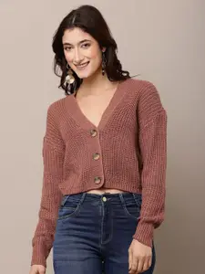 NoBarr Women Self Design V-Neck Sweater