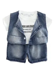 StyleCast x Revolte Boys Printed Round Neck Pure Cotton T-shirt with Shorts