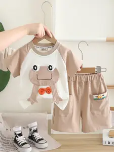 INCLUD Boys Patchwork Raglan Sleeves T-Shirt & Shorts