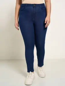 Honey Curvytude by Pantaloons Women Plus Size Skinny Fit High-Rise Cotton Jeans