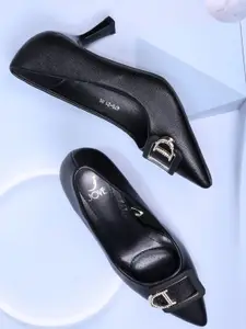 Jove Printed PU Slim Heeled Pumps