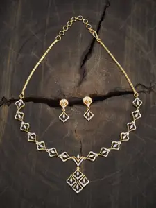 Kushal's Fashion Jewellery Gold Plated Cubic Zirconia Embellished Bridal & Beaded Necklace