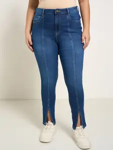 Honey Curvytude by Pantaloons Women Skinny Fit High-Rise Low Distress Light Fade Jeans