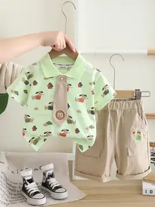 INCLUD Boys Printed Short Sleeves T-Shirt With Shorts