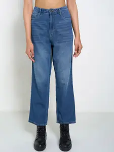 SF JEANS by Pantaloons Women Straight Fit High-Rise Heavy Fade Jeans