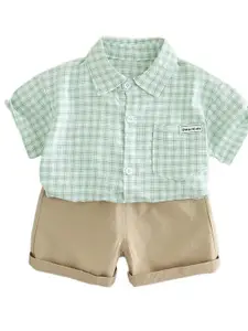 StyleCast x Revolte Boys Checked Pure Cotton Shirt With Short