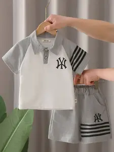 INCLUD Boys Printed Polo Collar T-shirt With Shorts