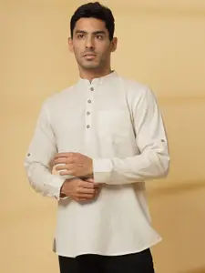 Vastraa Fusion Mandarin Collar Pure Cotton Straight Short Kurta