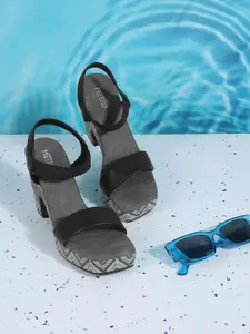 Metro Women Round Toe Block Backstrap Heels