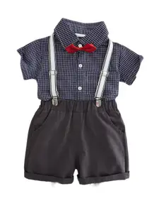 StyleCast x Revolte Boys Checked Shirt Collar Pure Cotton Shirt with Shorts
