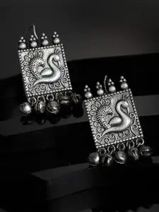 Anouk Silver-Plated Cubic Zirconia Beaded Contemporary Drop Earrings