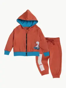 BONTOTS Boys Graphic Printed Organic Cotton Hoodie & Jogger Tracksuits