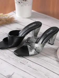 Metro Women Textured Block Heels Sandals