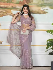 Anouk Ethnic Motifs Embroidered Net Designer Saree