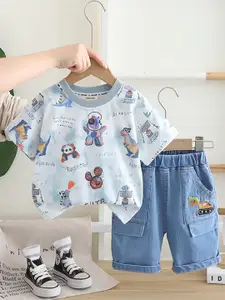 INCLUD Boys Scribble Printed T-shirt With Denim Shorts