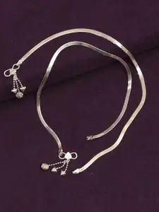 LeCalla Silver-Plated Artificial Stones and Beads Anklet