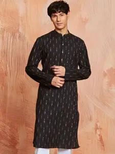 VASTRAMAY Abstract Printed Mandarin Collar Cotton Straight Kurta