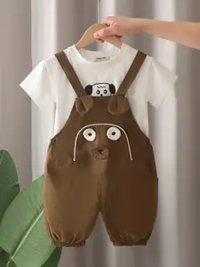 INCLUD Printed T-shirt and Embroidered Dungarees Set