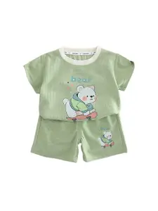 StyleCast x Revolte Boys Printed Round Neck Pure Cotton T-shirt With Shorts