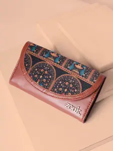 ZOUK Women Ethnic Motifs Printed Leather Card Holder
