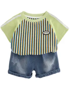 StyleCast x Revolte Boys Striped Pure Cotton T-shirt With Shorts