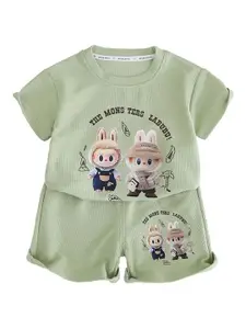 StyleCast x Revolte Infants Printed Pure Cotton T-shirt With Shorts
