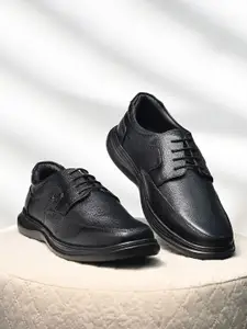 LOUIS STITCH Men Jet Black Genuine Leather Ultra Lightweight Derby Shoes