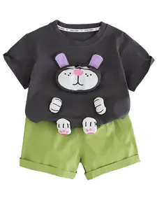 StyleCast x Revolte Boys Embroidered Round Neck Pure CottonT-shirt With Shorts