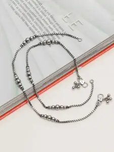 LeCalla Silver-Plated Artificial Stones and Beads Anklet