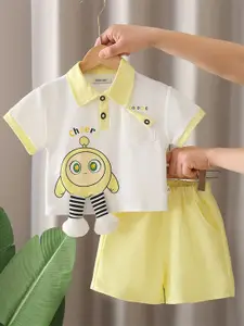 INCLUD Boys Printed Shirt Collar T-shirt With Shorts