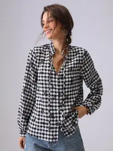 JC Collection Women Opaque Checked Casual Shirt