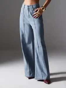 Miss Chase Women Straight Fit High-Rise Heavy Fade Jeans