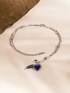 Voylla Silver-Plated Boho Tribe Feathers Of Love Oxidised Anklet