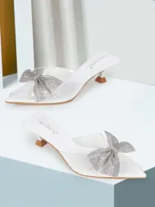 DressBerry Textured Party Kitten Sandals with Bows