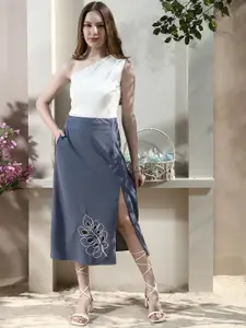 Boho By Athena Women Embroidered A-Line Midi Skirt