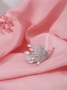 DressBerry Women Stone-Studded Adjustable Finger Ring