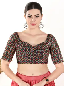VAMAS - THE DESIGNER BLOUSES Embroidered Sweetheart Neck Padded Saree Blouse