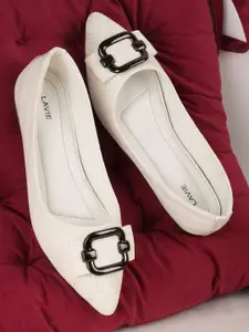 Lavie Women Casual Pointed Toe Buckles Textured Flat Balllerinas