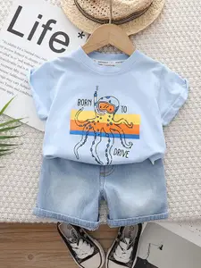 INCLUD Boys Printed T-shirt With Shorts