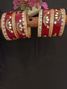 EVY Set Of 32 old-Plated & Artificial Stones Studded Bangles